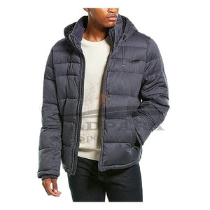 Mens Quilted Puffer JacketWinter <b>Jacket</b> With <b>Hood</b> Thick <b>Padding</b> Windproof Outerwear Warm Fit Durable Zipper Closure Coat - Product Image 3