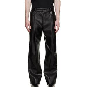 Nouveau pantalon en cuir pour homme, coupe large évasée, personnalisé, effet empilé, tendance, coupe patte d'éléphant, coupe droite, coupe incurvée, à rayures - Product Image 1