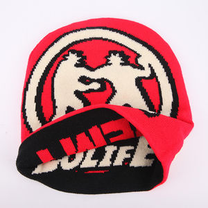 Gorro de Punto Jacquard con Diseño Gráfico Personalizado, Forrado de Satén, Estilo Y2K, Reversible, de Alta Calidad y Transpirable - Product Image 1