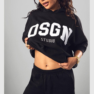 High Quality Cotton Blend <b>Women</b> Hoodie Loose Fit Hooded Sweatshirt with Drawstring Suitable for Cold <b>Weather</b> Wear - Product Image 3