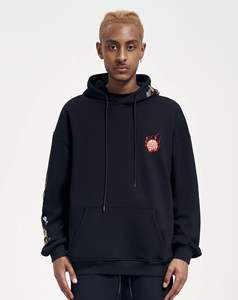 Sweat à capuche lourd brodé avec motif graphique de lettres de dessin animé, cordon de serrage, manches longues, pour homme, motif dragon - Product Image 4