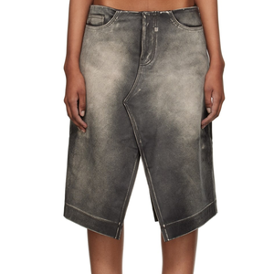 Distressed Leather <b>Knee</b> <b>Length</b> <b>Skirt</b> <b>For</b> <b>Women's</b> Stylish Vintage Wash Real Leather High Waist Custom Leather <b>Knee</b> <b>Length</b> <b>Skirt</b> - Product Image 1