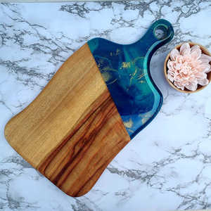 Planche à découper en bois et résine, nouveau design, style moderne, vaisselle, planche à fromage, décoration pour la cuisine, planche à découper avec poignée - Product Image 6