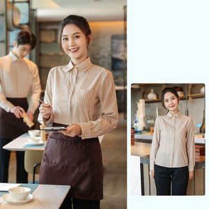 Chemise d'été en denim pour hommes, formelle, confortable, respirante, cuisine, hôtel, restaurant, café, restauration, vêtements de travail - Product Image 3