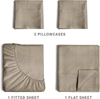Lot de 4 draps-housses et taies d'oreiller 600TC de haute qualité, 100 % polyester, ignifuges, style coréen, pour lits doubles/grands/lits king-size