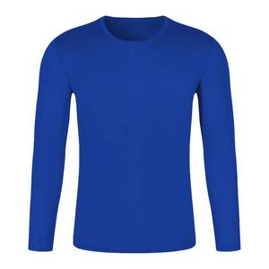 T-shirts à col rond unis vierges à manches longues pour hommes Promotion pas cher T-shirt teint en polyester tricoté à séchage rapide pour hommes - Product Image 3