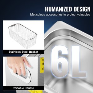 Limpiador Ultrasónico Profesional VEVOR de 6L con Temporizador Digital y Calentador, Limpiador Industrial de Joyería de Acero Inoxidable - Product Image 4