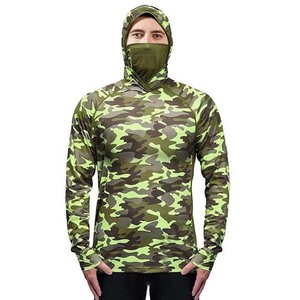 Camisas de pesca personalizadas con estampado Digital de camuflaje con capucha y máscara, ropa de pesca con protección UV, sublimación, poliéster, pesca con capucha - Product Image 1