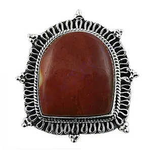 Anillo Vintage de Plata de Ley 925 con Coral Rojo en Bisel, Forma de Escudo, Joyería Unisex - Product Image 1