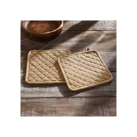 Support de Pot Réutilisable 100% Coton Brodé Matelassé Résistant à la Chaleur pour la Cuisine Pack de Valeur Durable OEM ODM Fabriqué en Inde