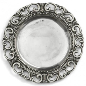 Double Hearted <b>Ring</b> Sterling Silver Charger <b>Plates</b> High Quality Tabletop Wedding and All Events Underplate - Product Image 1