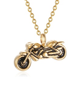Pendentif de crémation moto or pour les cendres collier commémoratif en acier inoxydable cendres urne souvenir pour hommes femmes taille personnalisée urne - Product Image 6