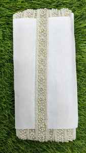 Cintas y cordones bordados a máquina de tela de base blanca hechos a medida en perlas blancas para vestidos de novia en 1 pulgada de ancho - Product Image 2