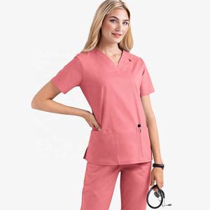 Chaqueta de uniforme de hospital antiarrugas exfoliante personalizada de fábrica, uniformes de enfermería elásticos, chaquetas médicas, conjuntos de enfermera - Product Image 3