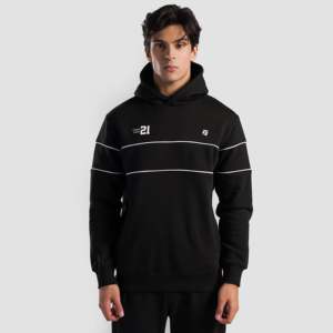 Sudadera con Capucha Dripline 100% Poliéster, Negra, Tejido French Terry, con Bordado 3D y Serigrafía - Product Image 1