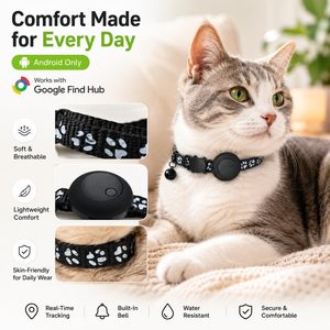 Collier de suivi GPS intelligent pour chats, étanche, compatible Android, technologie avancée Find My, sans frais mensuels - Product Image 3
