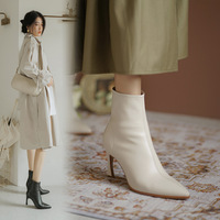 2023 automne nouveau Design crayon talon bottines bout pointu Stiletto femmes bottes automne et hiver fermeture éclair vers le haut chaud Boote pour les filles
