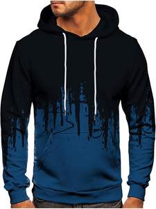 Sweats à capuche en polaire pour hommes Pull à capuche à manches longues Tops Blouse Hoodies Pullover de couleur dégradée pour hommes - Product Image 6