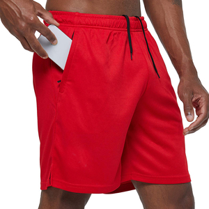 Men's Casual Fitness Workout Gym Shorts Quick Dry Designer Streetwear with Solid Pattern Drawstring Male Short Pants in <b>Red</b> - Product Image 2