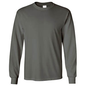 T-shirt personnalisé à col rond en ultra coton à manches longues pour hommes de couleur anthracite - Product Image 2