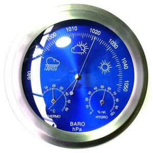 Estación Meteorológica Analógica para Interiores y Exteriores con Sensor de Temperatura e Higrómetro, Sonda de Plástico y Vidrio, Acero Inoxidable - Product Image 1