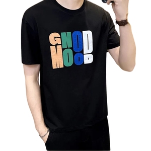 Lettre personnalisée impression hommes lâche tricoté T-Shirt 100% coton à la mode Streetwear graphique doux tissé 280g en vrac disponible court OEM - Product Image 5