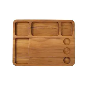 100% Alta Qualidade Rodada Placas De Madeira Para Mesa De Jantar Kids Serving Wood Food Baby Serving Plate Acacia Wood Handmade Manufacture