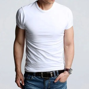 เสื้อยืดผู้ชายผ้าคอตตอนยืดเสื้อยืดลำลองสำหรับผู้ชายเสื้อผ้าแฟชั่นเสื้อซับในเสื้อสั้นคอกลม - Product Image 3