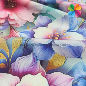 Tissu en soie 100D à impression numérique, motif floral 3D, matière douce, respirante et lisse, OEM et ODM - Product Image 2