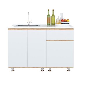 Muebles de Cocina Bajos de Diseño Moderno de 1.2m, Madera de Roble Macizo y MDF, Madera de Caucho TBD68008 - Product Image 2