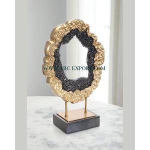 Sculpture en Marbre de Forme Ronde avec Base en Métal Décoratif Accent de Table Sculpture Designer New Look Display Objects Supplies - Product Image 6