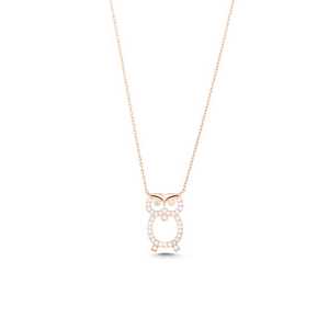 Collar de Plata de Ley 925 con Diseño de Búho, Engastado en Bisel, Bañado en Rodio, Oro Rosa, Diamante, Zirconia, Perla, Joyería Cristiana de Moda, Bisel de Platino - Product Image 2