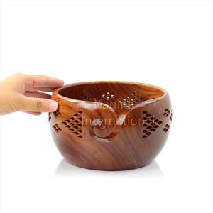 Bols de rangement en fil fabriqué en palissandre avec grilles décoratives sculptées à la main-Fournitures d'accessoires pour tricot et crochet (moyen) - Product Image 6