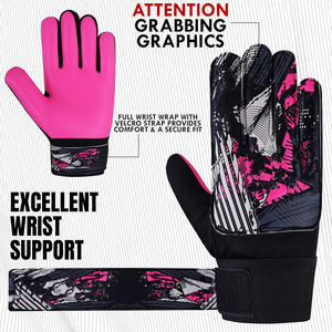 High Quality Premium Leather Breathable <b>Light</b> Weight Custom Unisex Football Goalkeeper Gloves <b>Hook</b> Loop Closure <b>Outdoor</b> Sports - Product Image 2