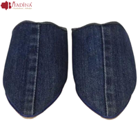 Artisan marocain Babouche pantoufles personnalisé bleu jean coton anti-dérapant poids léger en caoutchouc pour diapositives personnalisées pour les paires d'hiver