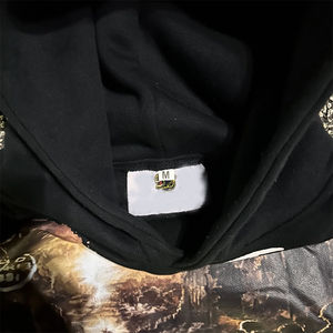 OEM personnalisé à la mode partout impression numérique brodé strass pull à capuche hommes lavage à l'acide capuche - Product Image 3