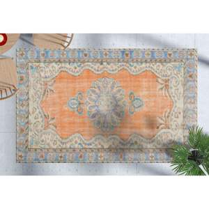 Alfombra de Estilo Persa Floral: Naranja Pálido, Alfombra Interior Antideslizante, con Pelo Suave - Product Image 2