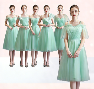 Robes de <span class=keywords><strong>demoiselle</strong></span> <span class=keywords><strong>d</strong></span>'<span class=keywords><strong>honneur</strong></span> personnalisées multi-styles en tulle rose, coupe trapèze, longueur genou, <span class=keywords><strong>robe</strong></span> de soirée formelle - Product Image 6