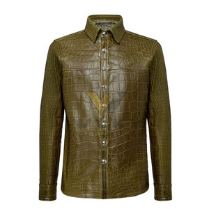 Customized High Quality Plus Size Casual Large Genuine <b>Leather</b> Jackets Blouson Men's Washed Pleated Goat <b>Leather</b> <b>Shirt</b> - Product Image 1