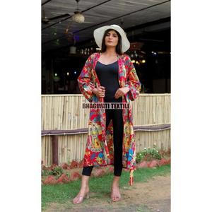 Kimono vintage en coton indien Peignoir de bain Robe de chambre de plage d'été pour la vie quotidienne Cadeau parfait pour sa saison de printemps - Product Image 2