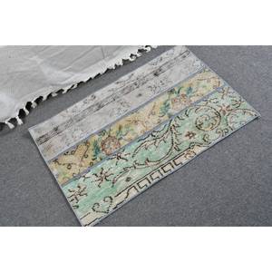 Alfombra turca Vintage moderna de 1,8x2,9 pies, verde, Beige, tejido plano, patrón de retazos de lana para decoración para sala de estar, pila de felpa de 4m de ancho y 4cm - Product Image 2