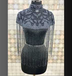 Hermosa capa burlesca con lentejuelas con cuentas se sujeta en el cuello Vestido festivo para ocasiones de club y festivales - Product Image 1