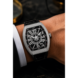 Reloj de Lujo para Hombre con Correa de Goma Negra, Cristal con Diamantes, Movimiento de Cuarzo, Pantalla Analógica, Caja de Acero Inoxidable, Resistente al Agua 10M - Product Image 2
