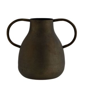 Florero de hierro de metal bellamente pulido con un diseño en relieve y detalles intrincados para un toque decorativo lujoso - Product Image 1