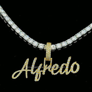 Pendentif en diamant Moissanite personnalisé en or jaune 14 carats 2.5 pouces pendentifs en lettres bijoux Hip Hop glacés pour hommes et femmes - Product Image 1