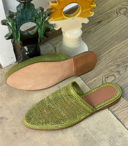 Zapatillas de rafia natural, zapatos de rafia de cuero marroquí - Product Image 2