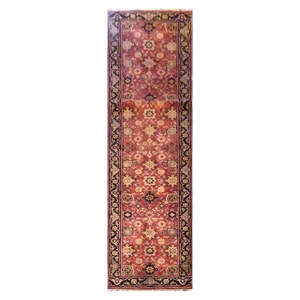 Alfombra anudada a mano hecha con lana natural y algodón 2'6'' X 10' Pan20734 - Product Image 1