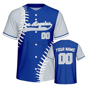 Bordado personalizado camisetas de béisbol para adultos al por mayor azul liso diseño de transferencia de calor transpirable 100% poliéster colores personalizados - Product Image 5
