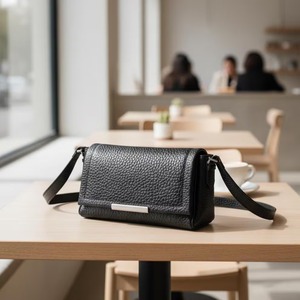 Sac bandoulière en cuir véritable pour femme, pochette légère, sac à main ouvert minimaliste, élégant et de haute qualité pour le quotidien - Product Image 5