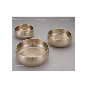 Set of 3 different sizes solid brass bowl antique design round shape hotel restaurant bowl for wholesale supplier